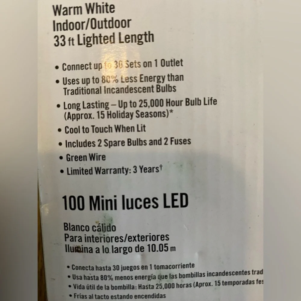 Home Accents Holiday 100 Mini LED Lights Warm White NIB